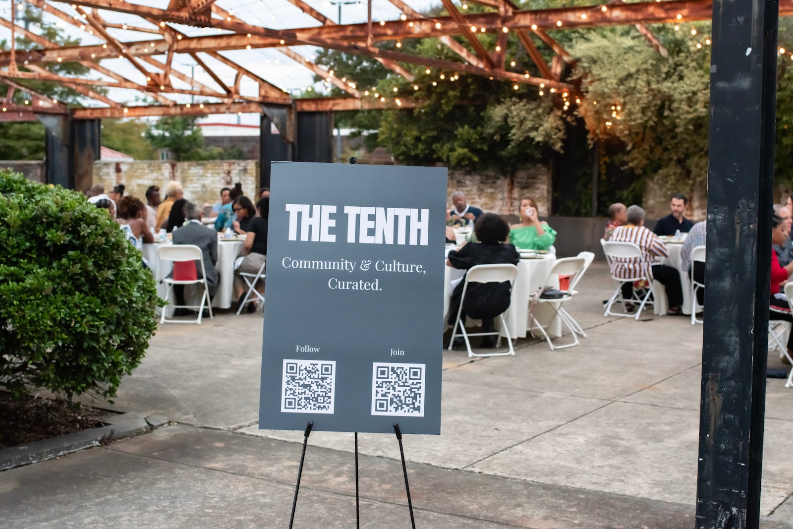 A sign welcomes members of The Tenth outside a supper club event hosted at Atlanta Contemporary on Sunday, Sept. 29.