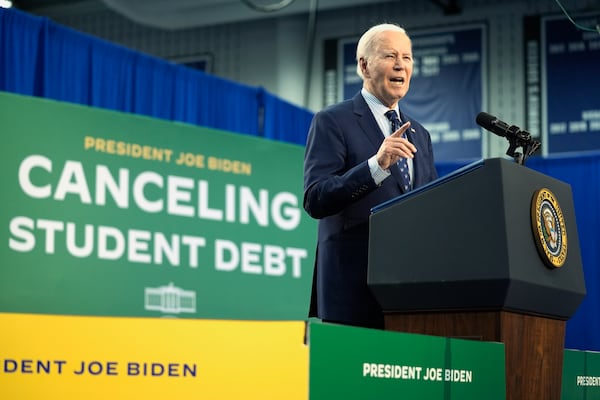 FILE - President Joe Biden speaks about student loan debt at Madison College, in Madison, Wis., April 8, 2024. (AP Photo/Evan Vucci, File)