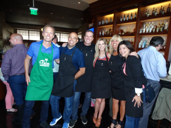 Radio royalty at the Palm: Tom Sullivan, Steak Shapiro, "Southside" Steve Rickman, Kristin Klingshirn, Dallas McCade and Mara Davis. CREDIT: Rodney Ho/rho@ajc.com