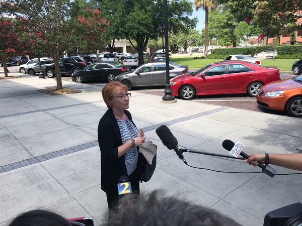 Billie Winner-Davis addresses reporters after her daughter's guilty plea. Photo: Jeremy Redmon