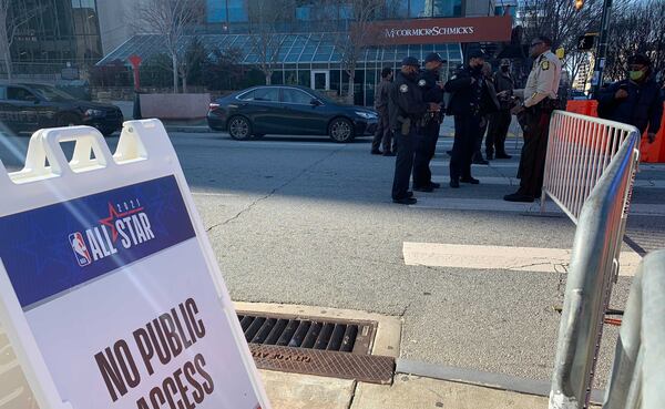 Public access was limited around State Farm Arena on Sunday. (Photo: Jeremy Redmon / AJC)