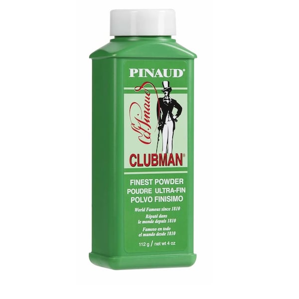 Pinaud Clubman men’s toiletries were launched in 1810 at the House of Ed Pinaud in Paris. Ingredients in the powder include corn starch, zinc oxide and kaolin. Clubman contains no talc.