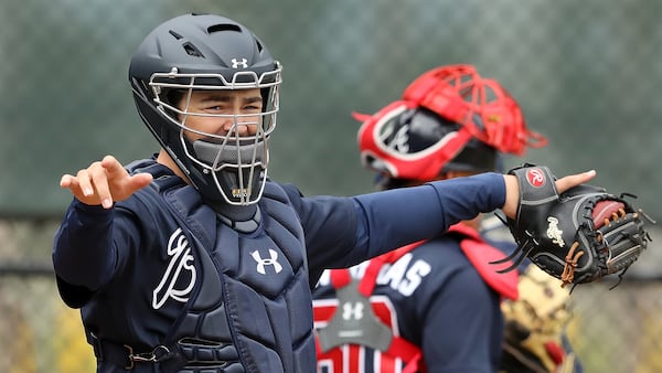 Braves selected catcher Shea Langeliers with their top pick in last June's draft. He is experiencing his spring training wit the team in North Port, Fla.