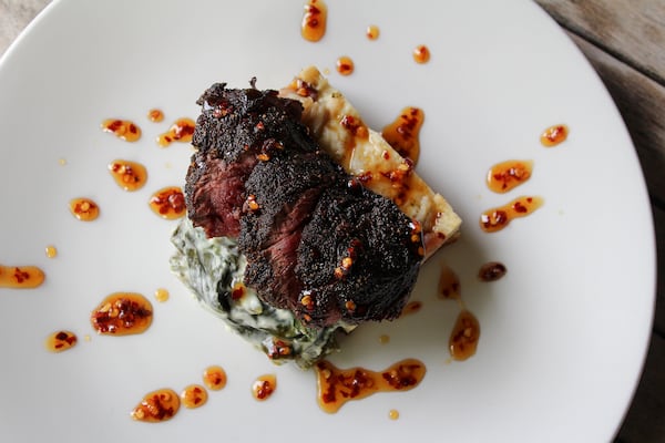 Chef Matthew Basford's peppercorn-crusted kangaroo is a mainstay among appetizers at Canoe.
Courtesy of Green Olive Media