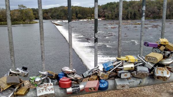 Love locks fastened to the railing at the headgates of the Augusta Canal on the Savannah River, part of the 33-acre Savannah Rapids Park in Martinez, Georgia.
Courtesy of Blake Guthrie