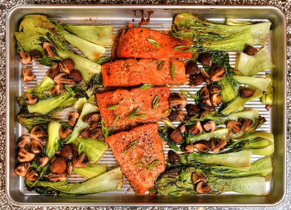 If you have salmon fillets stashed in the freezer, they can come in handy for Miso Salmon with Bok Choy and Mushrooms. STYLING BY MARY MOORE AND NEALEY THOMPSON / CONTRIBUTED BY CHRIS HUNT PHOTOGRAPHY