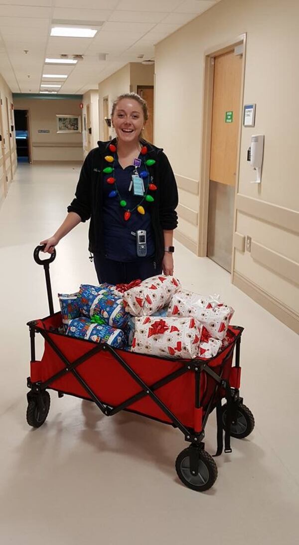 Nurse Holly Law began giving out gifts to patients in 2017, deciding it made working on Christmas Day more meaningful to patients and staff. Courtesy of Holly Law