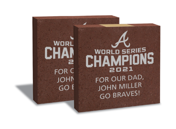 An example of several styles and sizes of bricks available for sale to form "Champions Walk" at Truist Park.