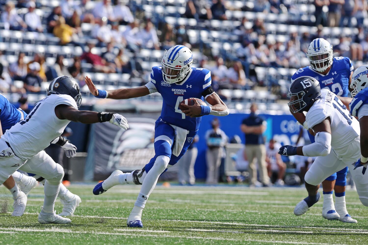 Cornelius Brown IV, quarterback for Georgia State, runs the ball. CHRISTINA MATACOTTA FOR THE ATLANTA JOURNAL-CONSTITUTION