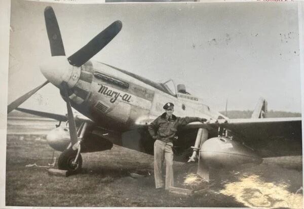 James McCubbin circa World War II with his P51 Mustang Mary Al.