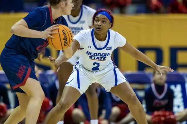 Georgia State's Mikyla Tolivert had 19 points, six rebounds and seven assists in the first-round Sun Belt Conference tournament win over South Alabama on Feb. 28, 2023.