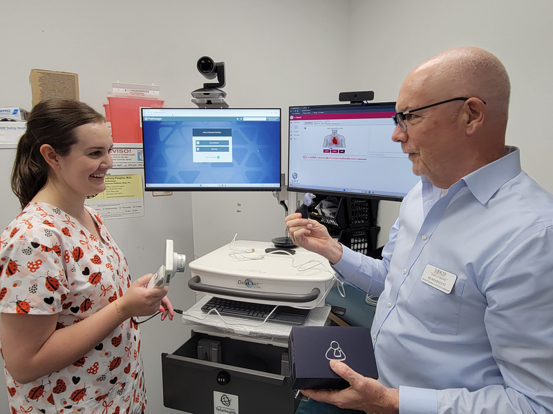 Dr. Brittany Lord receives telehealth raining from Ed Honeycutt as part of a Mercer University program.