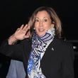 Democratic presidential nominee Vice President Kamala Harris waves as she arrives on Air Force Two at Detroit Metropolitan Wayne County Airport in Romulus, Mich., Thursday, Oct. 3, 2024. (AP Photo/Mark Schiefelbein)