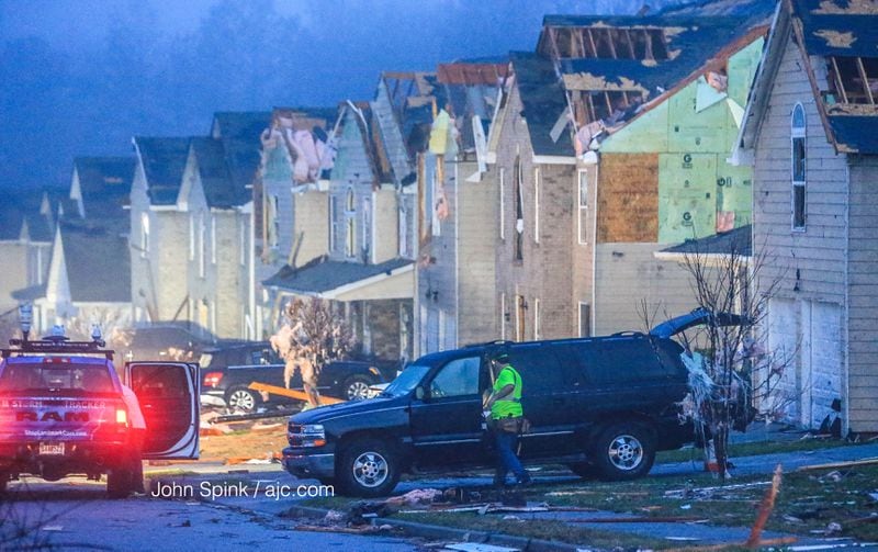 While there were no reports of injuries, storms tore through this subdivision off Jumpers Trail in Fairburn. JOHN SPINK / JSPINK@AJC.COM