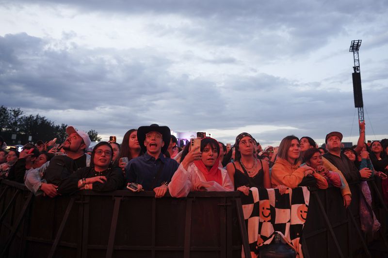 Festival goers listen to singer Kesha during the HERA HSBC music festival in Mexico City, Saturday, Aug. 24, 2024. (AP Photo/Aurea Del Rosario)