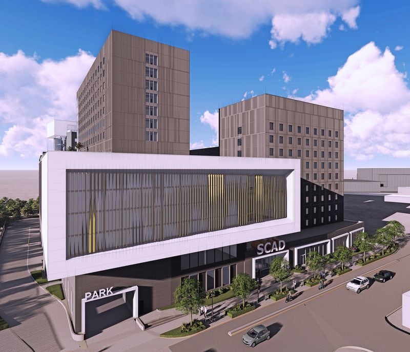 A rendering of the Savannah College of Art and Design's new residential, academic and wellness complex on Spring Street in Midtown. (Courtesy of Savannah College of Art and Design)