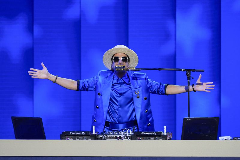 DJ Cassidy speaks during Roll Call at the Democratic National Convention Tuesday, Aug. 20, 2024, in Chicago. (AP Photo/J. Scott Applewhite)