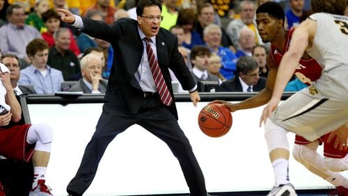 Head coach Tom Crean of the Indiana Hoosiers reacts on the sideline against the Wichita State Shockers during the second round of the 2015 NCAA Men's Basketball Tournament at the CenturyLink Center on March 20, 2015 in Omaha, Nebraska.  (Photo by Ronald Martinez/Getty Images)