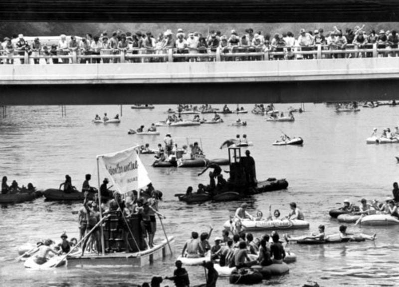 The Ramblin' Raft Race on the Chattahoochee River kicks off Memorial Day weekend in the 1970s.