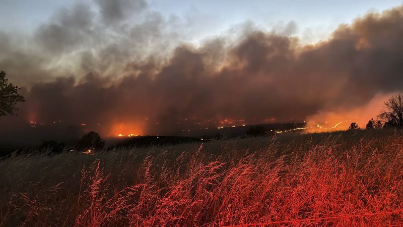 The Apache Fire burns in Butte County, Calif. Monday, June 24, 2024. Improved weather conditions aided firefighters Tuesday as they battled the rural northern California wildfire. (Cal Fire via AP)