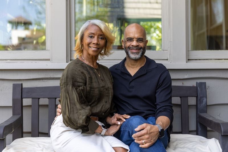 Jo and Al Vivian, daughter-in-law and son of Civil Rights leader C.T. Vivian, pose for a portrait at their home in Atlanta on Monday, April 8, 2024. (Arvin Temkar / arvin.temkar@ajc.com)