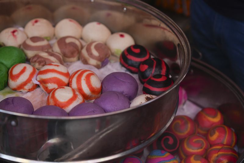 Sweet bao buns are displayed for sale in Chinatown, in Mexico City's historic center, Saturday, June 8, 2024. (AP Photo/Fernando Llano)