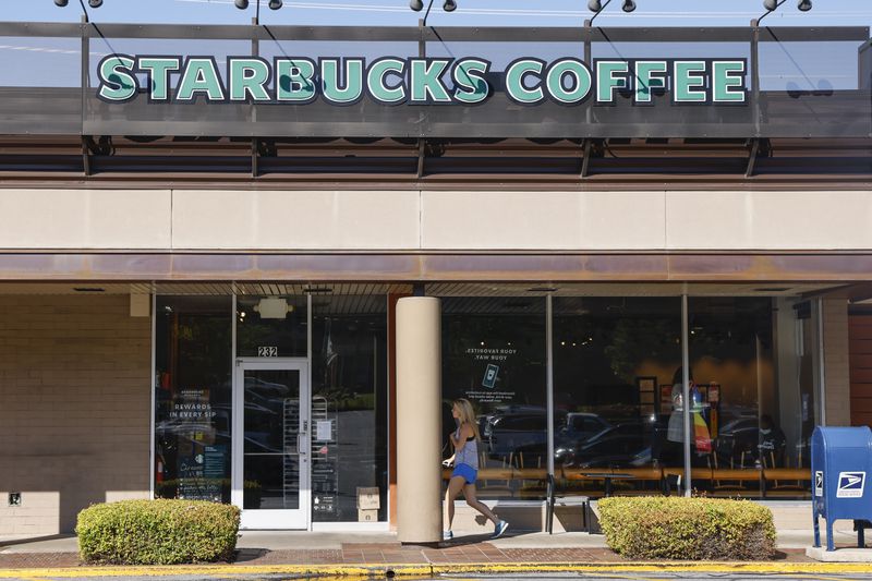 Employees will gather at Starbucks at Ansley Mall for elections where they will vote to join a union on Wednesday, June 22, 2022.  (Natrice Miller / natrice.miller@ajc.com)


