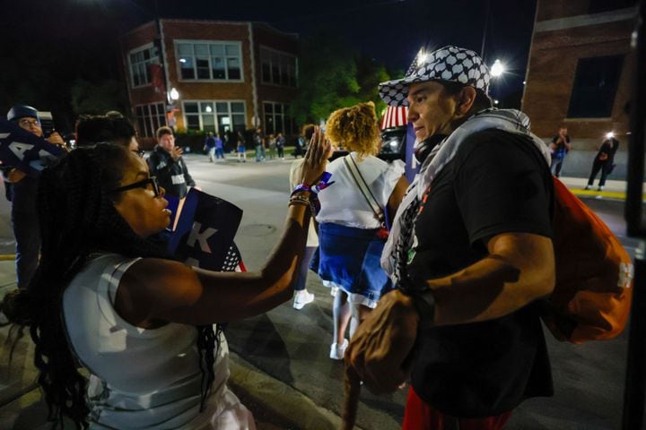 Protesters briefly clash with police.