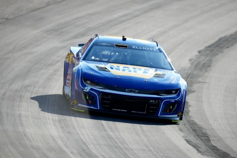 Chase Elliott drives during a NASCAR Cup Series auto race, Sunday, June 16, 2024, at Iowa Speedway in Newton, Iowa. (AP Photo/Charlie Neibergall)
