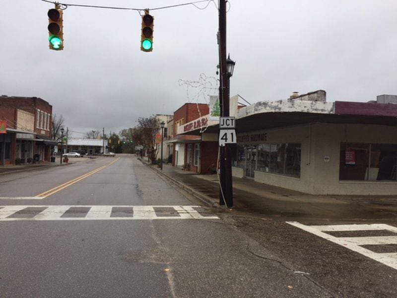 Downtown Camden, Alabama, is marked by closed storefronts. When Jeff Sessions was a high school senior here, civil-rights demonstrators were turned away with smoke bombs, tear gas and baton-wielding police officers. (Alan Judd/ajudd@ajc.com)
