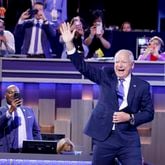 Minnesota Gov. Tim Walz, Vice President Kamala Harris’ running mate, speaks on the third day of the Democratic National Convention in Chicago on Wednesday, Aug. 21, 2024. (Arvin Temkar / AJC)