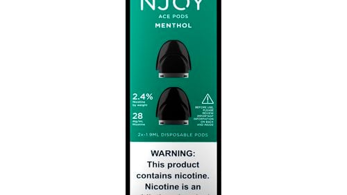 This image provided by NJOY in 2024 shows packaging for the company's menthol-flavored electronic cigarette product. On Friday, June 21, 2024, the Food and Drug Administration authorized the first menthol-flavored electronic cigarettes for adult smokers, the government’s strongest indication yet that vaping flavors can reduce the harms of traditional tobacco smoking. The FDA said it authorized four menthol e-cigarettes from NJOY, the vaping brand recently acquired by tobacco giant Altria, which also makes Marlboro cigarettes. (NJOY via AP)