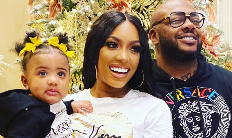 Porsha Williams with her daughter PJ an her ex Dennis McKinley. They recorded a kids' album together. CONTRIBUTED