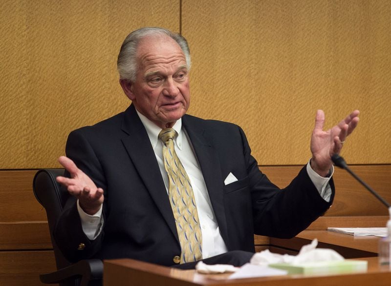 Waffle House Chairman Joe Rogers Jr. answers questions from the defense during Day 3 of the trial at the Fulton County Courthouse on April 5, 2018. STEVE SCHAEFER / SPECIAL TO THE AJC