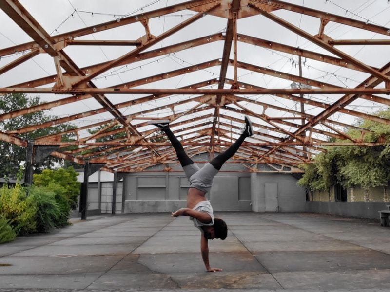 Dance Canvas choreographer Xavier Lewis rehearses a new work in the Atlanta Contemporary Art Center's pavilion.
Courtesy of Dance Canvas, Inc.