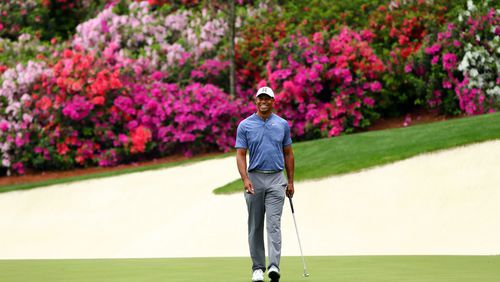 Tiger Woods during a practice round at Augusta.