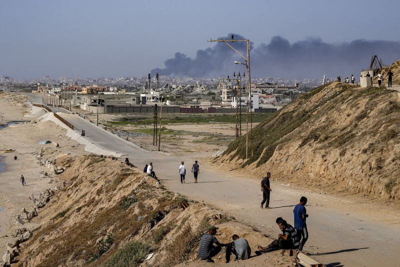 Smoke rises following an Israeli airstrike in the central Gaza Strip, Wednesday, July 10, 2024. (AP Photo/Abdel Kareem Hana)