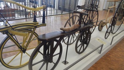 Some of the early bicycles on display at the Technoseum in Mannheim, Germany. (Diana Lambdin Meyer/Chicago Tribune/TNS)