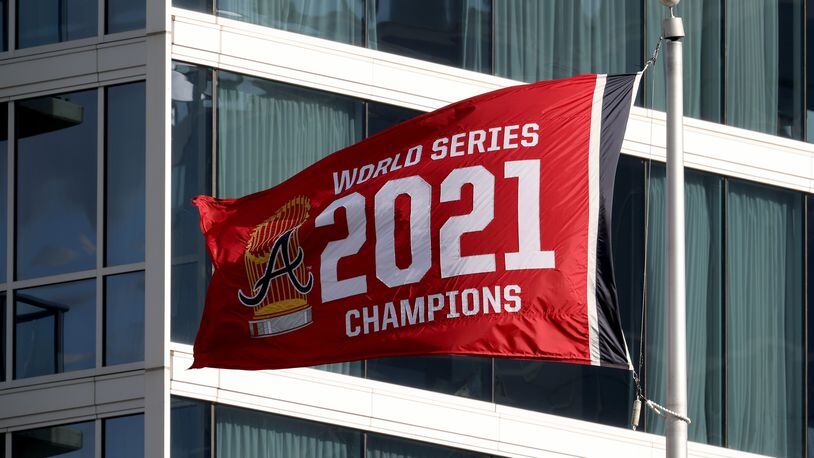 Atlanta Braves 2021 World Series Champions Double Sided Garden Flag