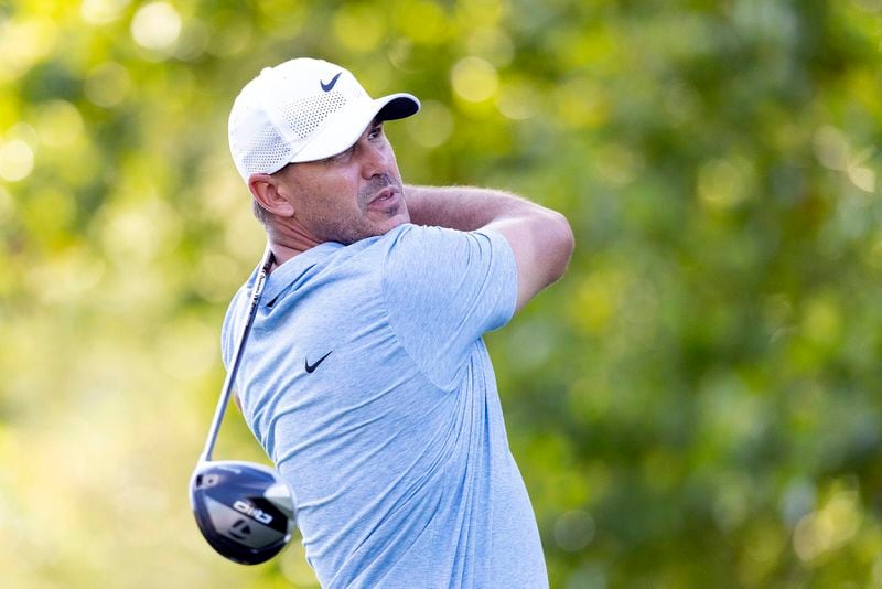 Captain Brooks Koepka, of Smash GC, hits from the 17th tee during the final round of LIV Golf Greenbrier at The Old White at The Greenbrier, Sunday, Aug. 18, 2024, in White Sulphur Springs, W.Va. (Chris Trotman/LIV Golf via AP)