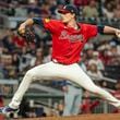 Atlanta Braves pitcher Max Fried throws in the fourth inning of a baseball game against the Kansas City Royals, Friday, Sept. 27, 2024, in Atlanta. (AP Photo/Jason Allen)