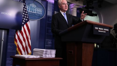 Health and Human Services Secretary Tom Price attends the White House briefing last week to take questions on the Republicans new bill to repeal and replace Obamacare.