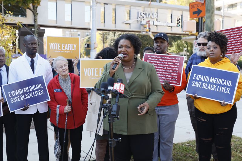 Gubernatorial candidate Stacey Abrams speaks to press members outside the Atlanta Medical Center about the site's closure. "The Medical center survived 100 years, and in just four years under governor Brian Kemp, the place closed". Abrams saidMiguel Martinez / miguel.martinezjimenez@ajc.com