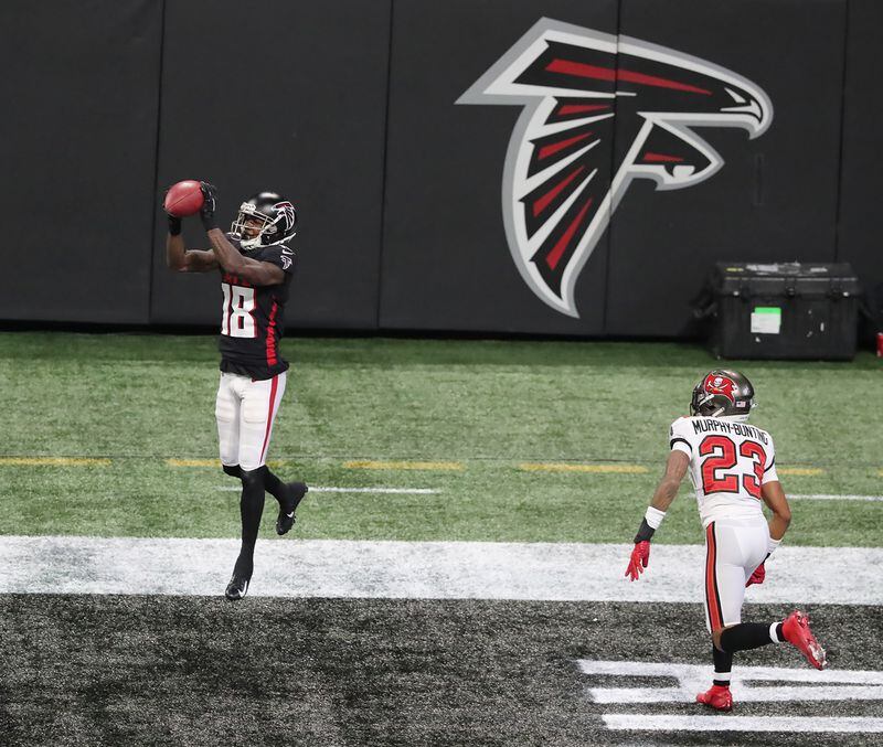 Falcons wide receiver Calvin Ridley left the team Oct. 31 before the Falcons were set to play the Panthers and did not return. (Curtis Compton / Curtis.Compton@ajc.com)