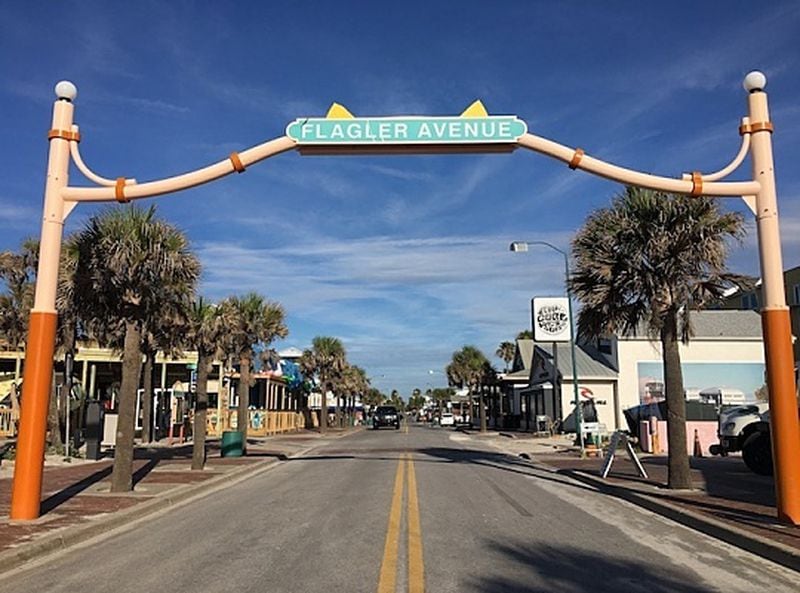 New Smyrna Beach's iconic Flagler Avenue sign.