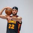 Larry Nance Jr. poses for photos at media day. Hawks media day takes place on Monday, Sept 30, 2024 where media outlets including the Associated Press, Getty, NBA and many others gather to take photos, conduct interviews and gather footage.   (Jenni Girtman for The Atlanta Journal-Constitution)