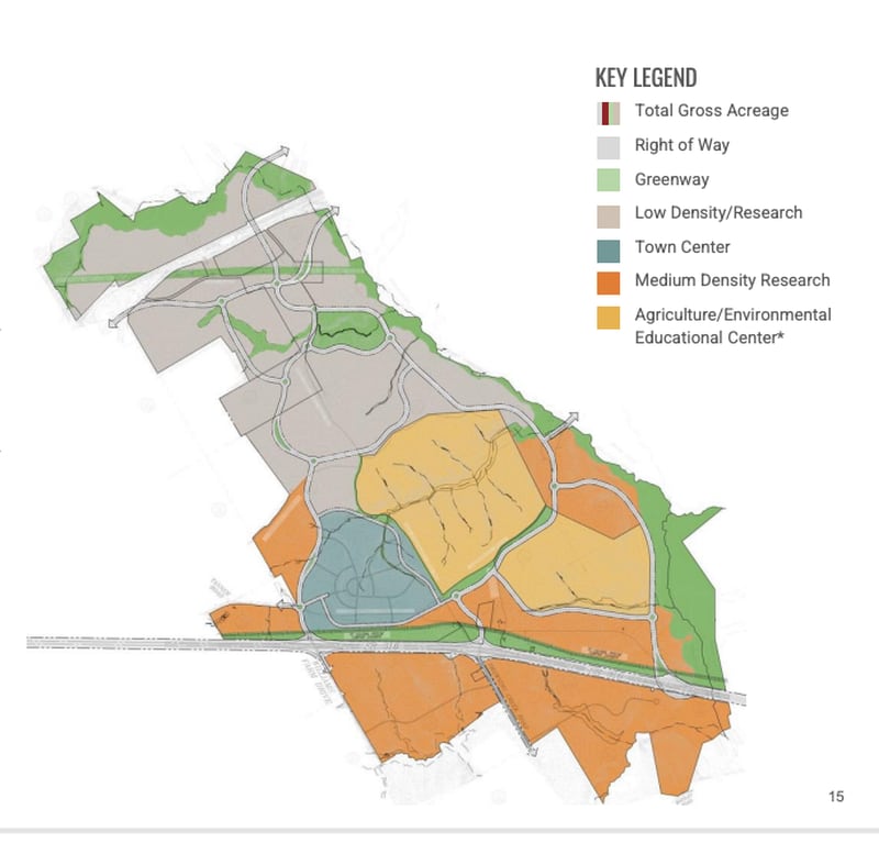 A tentative map of how the Rowen property will be developed. (Courtesy of Rowen Foundation)