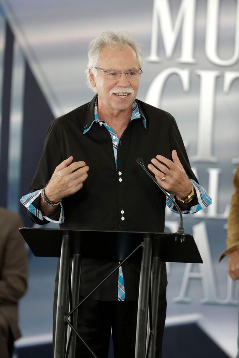 FILE - Joe Bonsall of The Oak Ridge Boys attends a ceremony for Kenny Rogers at the Music City Walk of Fame in Nashville, Tenn., on Oct. 24, 2017. Bonsall died on Tuesday, July 9, 2024, from complications of Amyotrophic Lateral Sclerosis in Hendersonville, Tenn. He was 76. (AP Photo/Mark Humphrey, File)