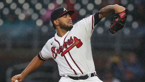 Braves starting pitcher Huascar Ynoa delivers against the Colorado Rockies on Sept 15, 2021, in Atlanta.    “Curtis Compton / Curtis.Compton@ajc.com”