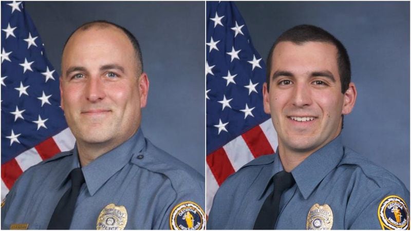 Former Gwinnett County police Sgt. Michael Bongiovanni, left, and Master Police Officer Robert McDonald. (Credit: Gwinnett County Police Department)